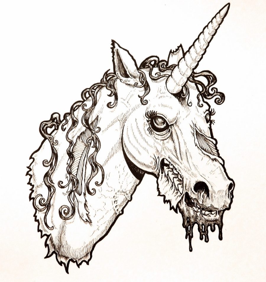 realistic coloring pages of zombie unicorn