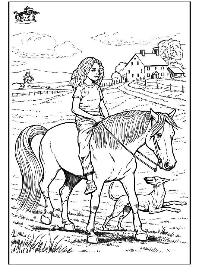Realistic Horse and Girl Coloring Pages & book for kids.