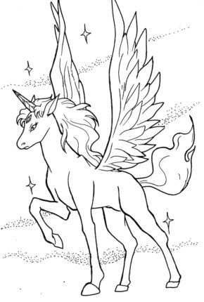 realistic winged unicorn coloring pages