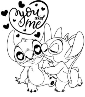 Romance Stitch and Angel Coloring Pages & coloring book.