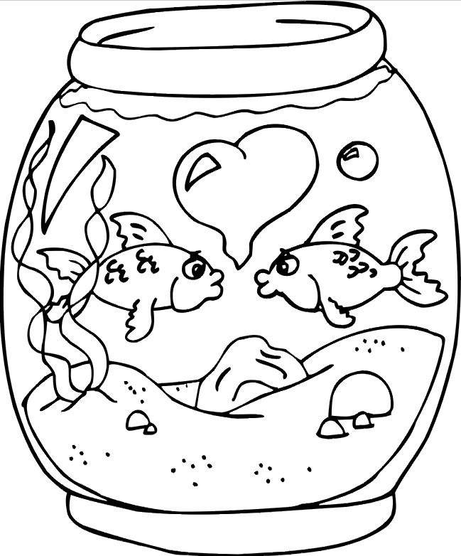 Valentines day fish Coloring Page Book