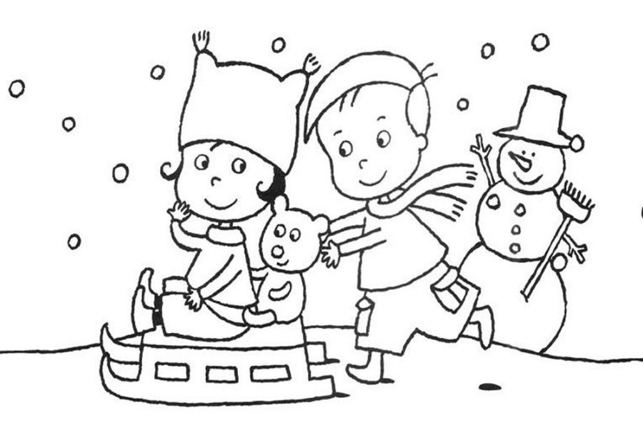 Winter Snow Play Coloring Pages