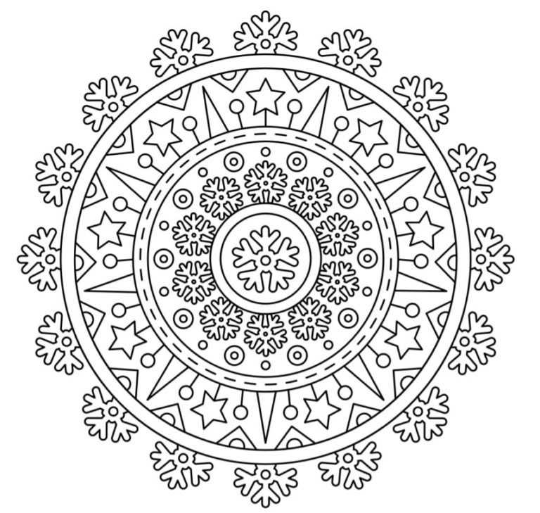 Winter Mandala Coloring Pages & book for kids.