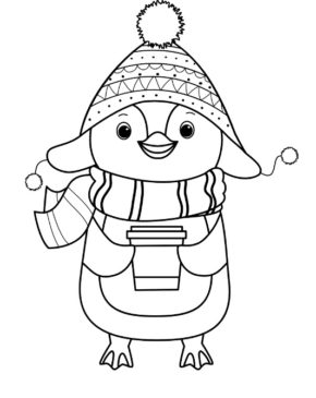 Winter Penguin Coloring Pages & book for kids.