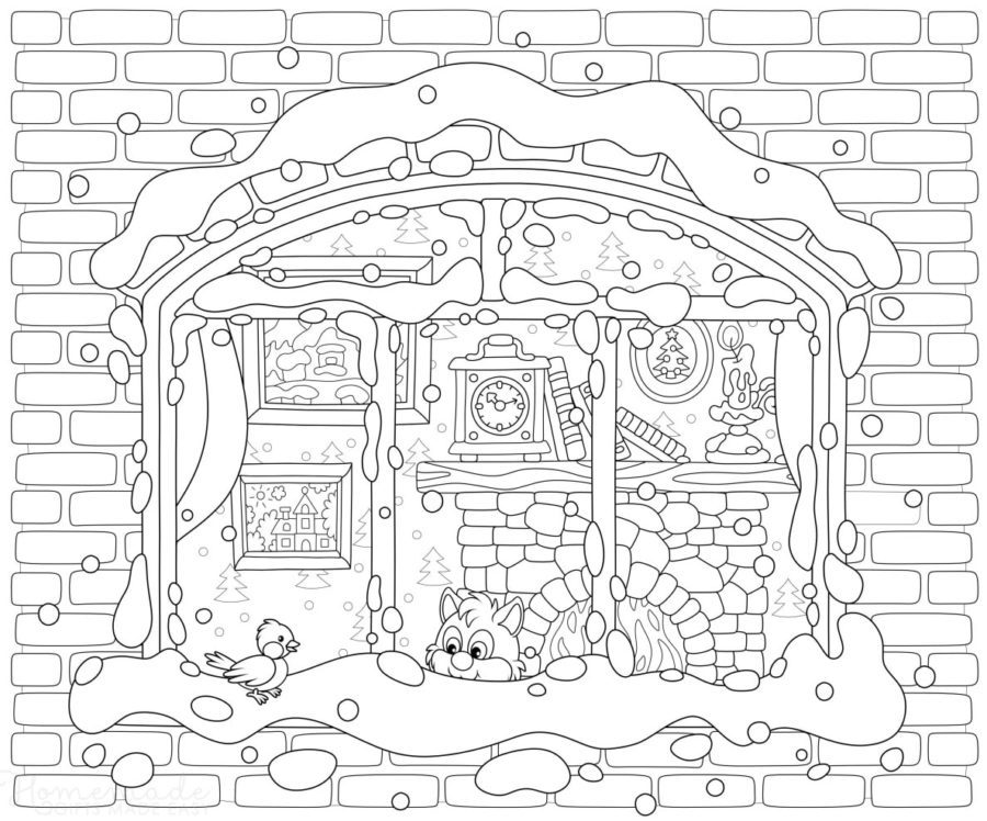 winter scenes coloring pages difficult for adults