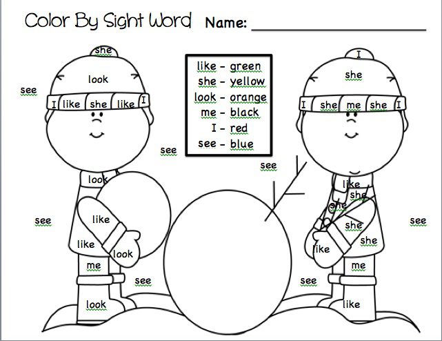 Winter Sight Word Coloring Pages Coloring Book 