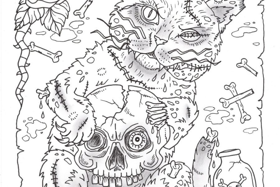 zombie cats coloring pages