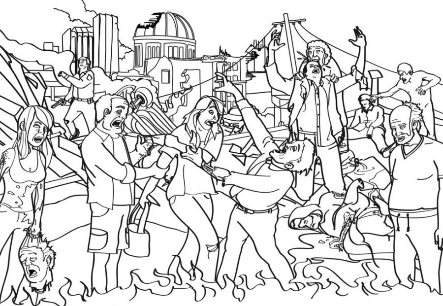 zombie in action coloring pages