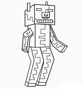 Zombie Pigman Minecraft Coloring Pages & book for kids.